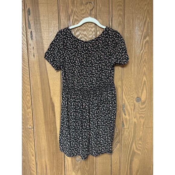 Ditzy Floral Whimsigoth Dark Academia Flirty Babydoll Dress smocked  Back Waist - Picture 6 of 10